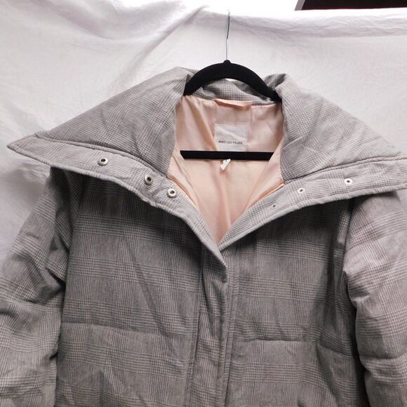 Anthropologie Avec Les Filles S Long Gray Plaid Puffer Coat EEUC - Picture 8 of 10